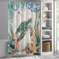 thumbnail image 6 of Sea Turtle Coastal Standard Shower Curtain Set, Waterproof Shower Curtains for Bathroom, Summer Nautical Starfish Coral Beige Washable Fabric Bath Curtain for Bathtub with Hooks 72x72 Inches, 6 of 9
