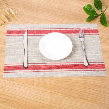 

Striped placemat Korean simple PVC western placemat environmental protection decoration non-slip pad heat insulation pad 6pcs