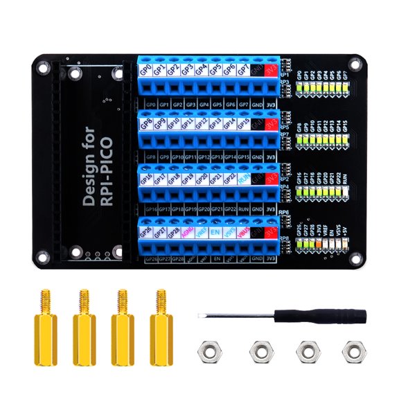 52Pi Raspberry Pi Pico/Pico W Screw Terminal Expansion Board,Screw Terminal Block Breakout Module Board with LED