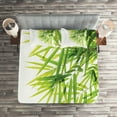 thumbnail image 2 of Ambesonne Asian Themed Quilted Coverlet 3 Pcs, Leaves Greenery Print, King Size, White and Green, 2 of 2