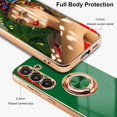 thumbnail image 3 of for Samsung Galaxy A54 5G Case with 2 Screen Protector, Built-in 360 Degree Rotation Ring Magnetic Stand, Luxury Shiny Plating Edge Shockproof Electroplated Protective Cover (Green/Golden), 3 of 12