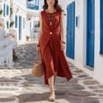 thumbnail image 2 of YuXingFu Sexy Dresses for Women Maxi Crew Neck Plus Size Womens Dress Sleeveless Solid Color Slim Fit Long Casual Summer Red L, 2 of 8