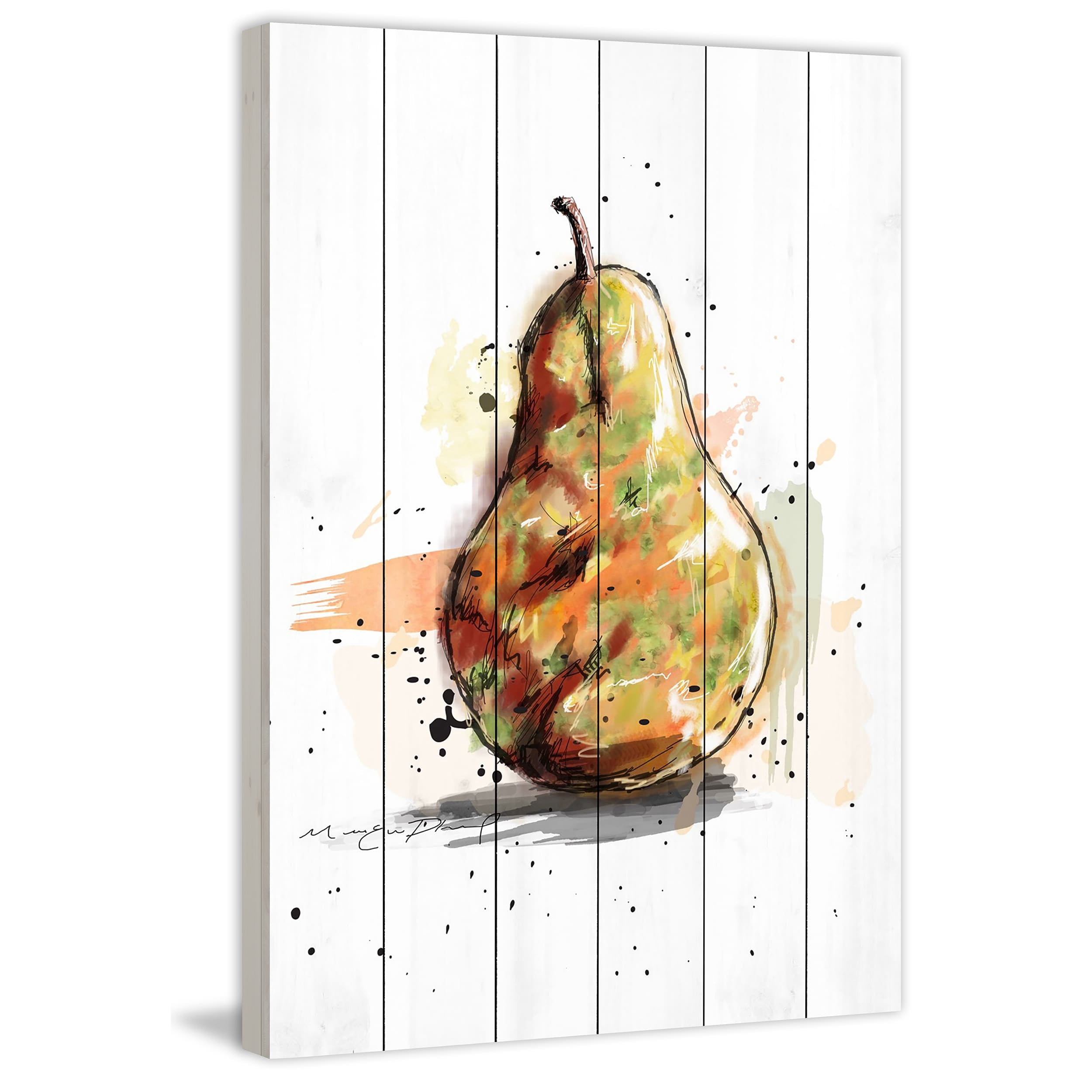 Marmont Hill "Poire" by Marie-Eve Pharand Painting Print on White Wood