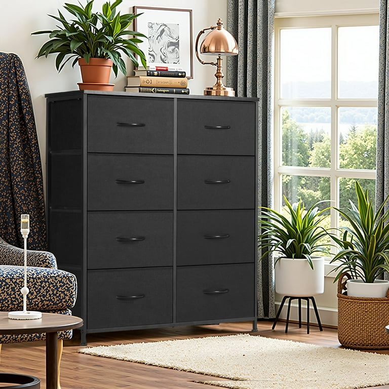 Simenmax 8 Drawer Dresser, Tall Fabric Organizer with Wooden Top for Bedroom, Closet, Entryway, Black - Walmart.com Simenmax 8 Drawer Dresser, Tall Fabric Organizer with Wooden Top for Bedroom, Closet, Entryway, Black - Walmart.com