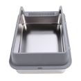 thumbnail image 1 of High Sides Cat Litter Box Stainless Steel Litter Box, Large Size Kitty Litter Box with Lid, Semi Enclosed Cat Litter Box for Large Cats, 1 of 7