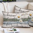 thumbnail image 3 of White Green Blue Lumbar Pillow Covers 12x20 Inch, Vintage Wooden Rustic White Daisy Floral Decorative Pillowcase with Zipper, Microfiber Breathable Throw Pillowcases for Sofa Bed Living Room, 3 of 9