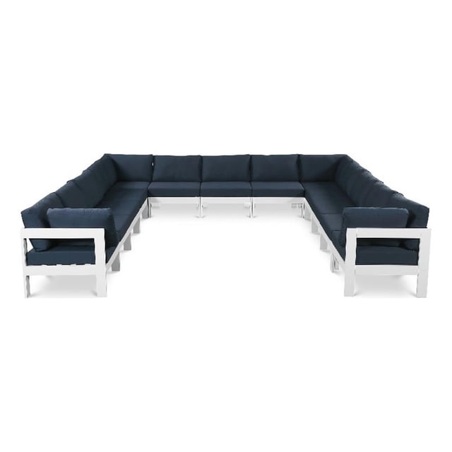 Meridian Furniture Nizuc Sectionnel Modulaire de Patio Extérieur Bleu Marine