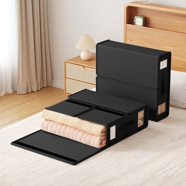 Foldable Bed Linen Storage Box, Premium Fabric Organizer with Zipper for Sheets Quilts Covers, Multifunctional Closet Storage Container Keeps Items Clean Wrinkle-Free