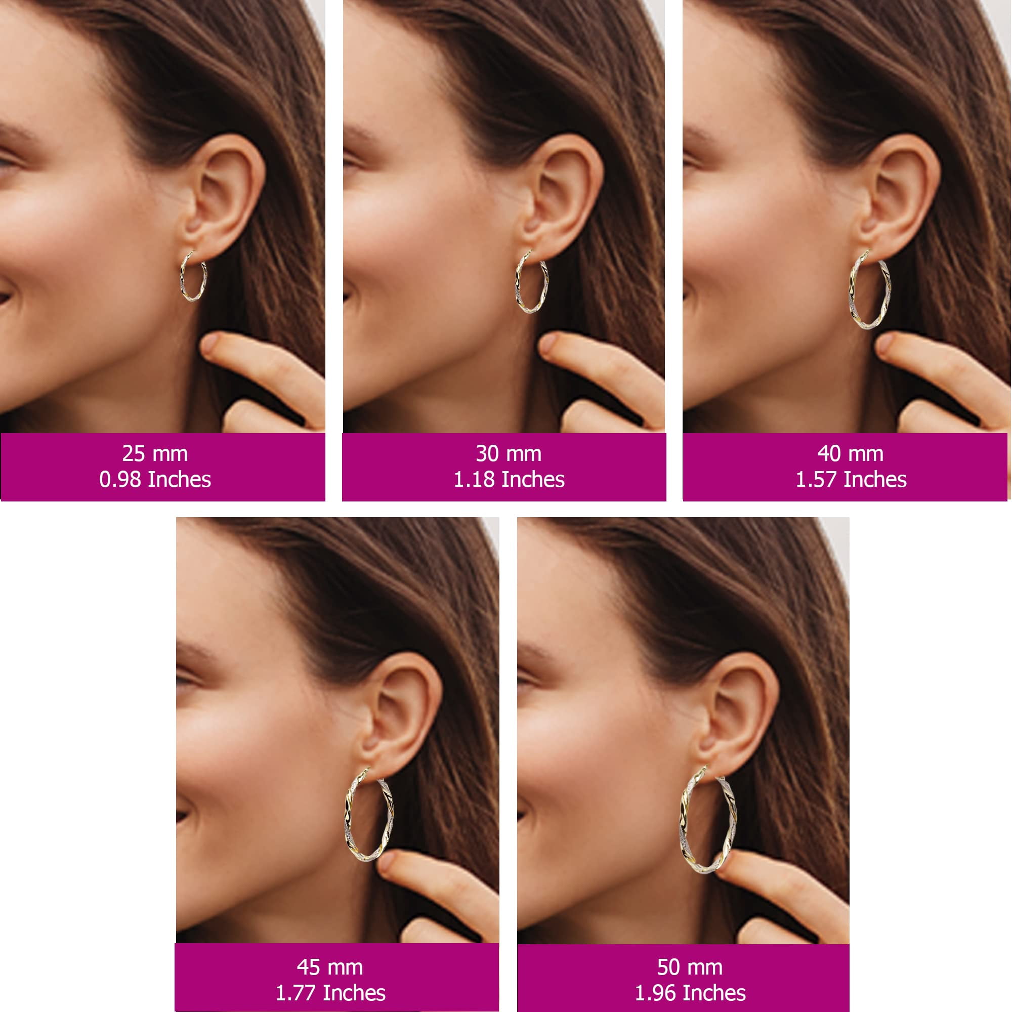 LeCalla 925 Sterling Silver Two-Tone Hoop Earrings for Women and Teen, 30MM