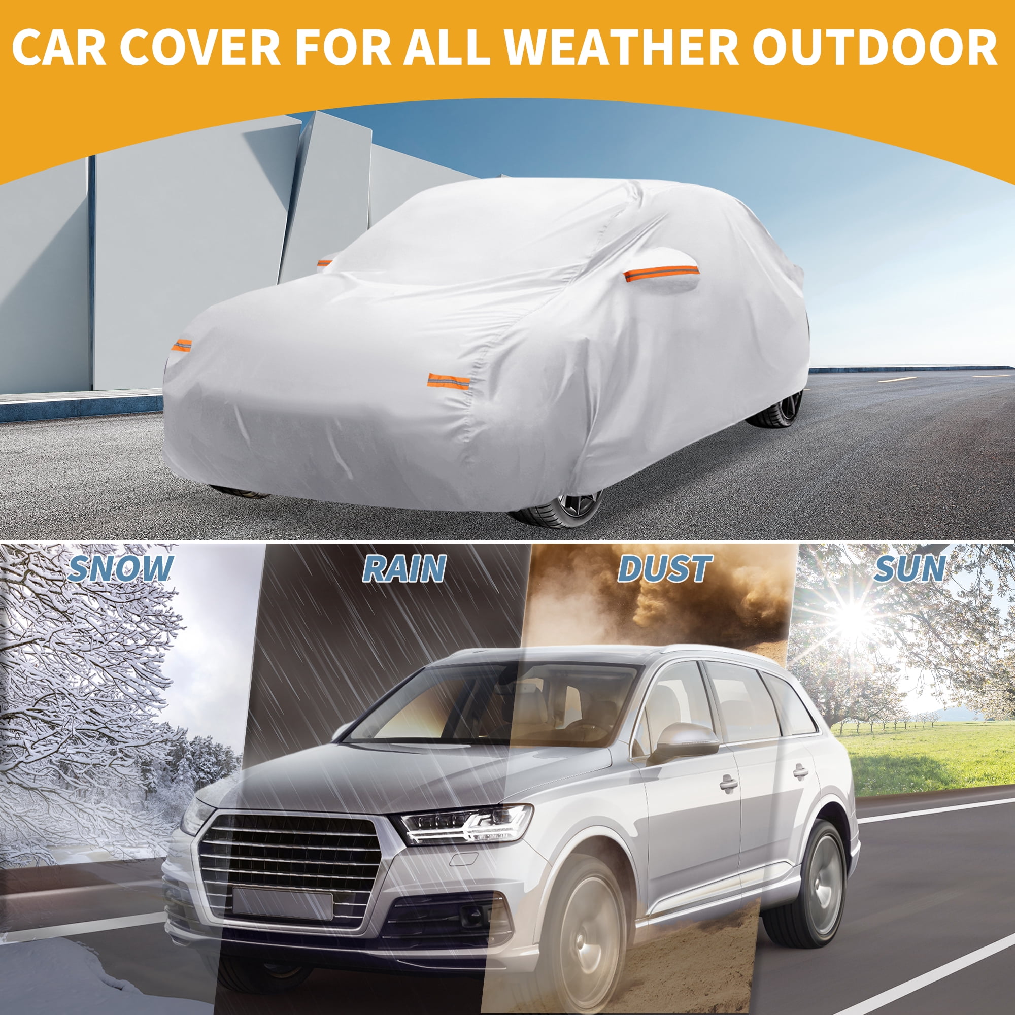 Unique Bargains Universal Waterproof Car Cover Silver 192.91"x70.87"x49.21"