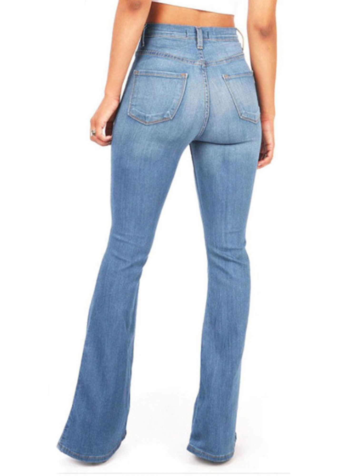 Bell Bottoms Denim Pants for Women Casual Slim Fit Flare Jeans High Rise Denim Jeans Trousers - image 3 of 3