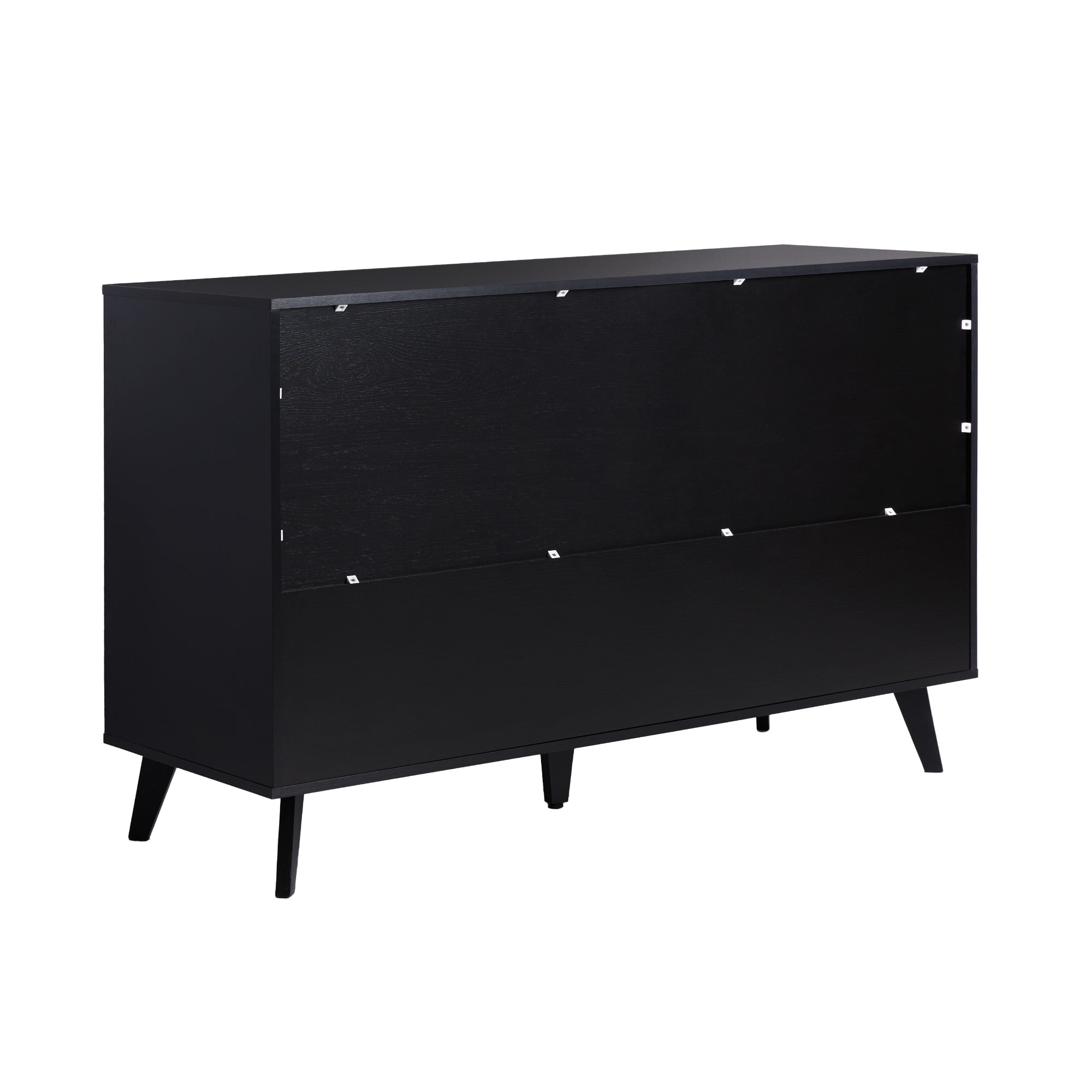Walker Edison Simple Wood 6 Drawer Dresser with Cut Out Handles - Black