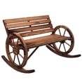 thumbnail image 1 of Outsunny Wood Outdoor Rocking Bench, Wagon Wheel Patio Rocker Loveseat, 1 of 10