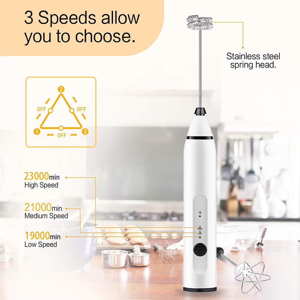 Machine Mousse Lait Manuelle Mousseur à Lait électrique Portable - Cappuccino Latte Matcha Fouet à Main Portable