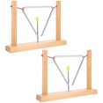 thumbnail image 1 of TEHAUX 2Sets Triangle Percussion Instruments with Metal Bell and Wooden Stand for Beginners Beige, 1 of 6