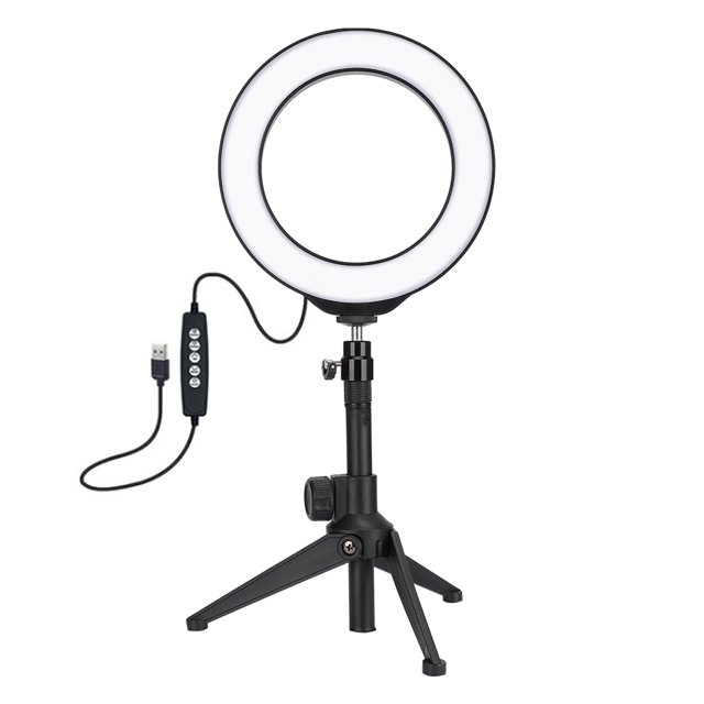 PULUZ PKT3048B ABS portátil ligero teléfono móvil transmisión en vivo fotografía luz de relleno LED con trípode