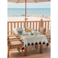 thumbnail image 2 of Outdoor Tablecloth with Umbrella Hole for Patio/Picnic/Party/Camping, Summer Daisy Waterproof Table Cloth Rectangle Table Cover Washable, Retro Botanical Flower Wreath Bow Plaid Beige (60"x 84"), 2 of 8