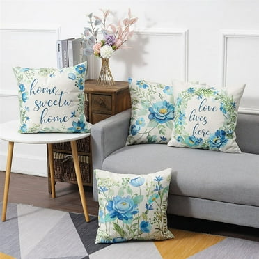 2024 TOP! Spring Pillow Covers 18X18 Set of 4 Farmhouse Throw Pillows Decorations Flower Home Decor for Couch Sofa