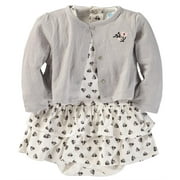Bon Bebe Girls 12-24 Months Floral Cardigan Dress Set (Grey 24 Months)