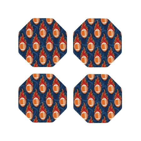 

Tideii American Football and Fire Flames for Leather Coasters 4 Pieces Anti-fouling and Anti-scalding Decorative Coasters Suitable for Restaurants Kitchens Coffee Shops-Octagon
