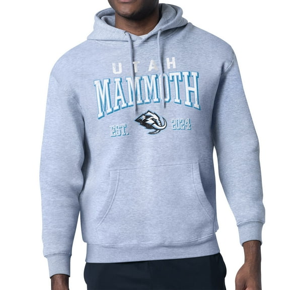 Men's Starter  Heather Gray Utah Mammoth Retro Graphic Fleece Pullover Hoodie