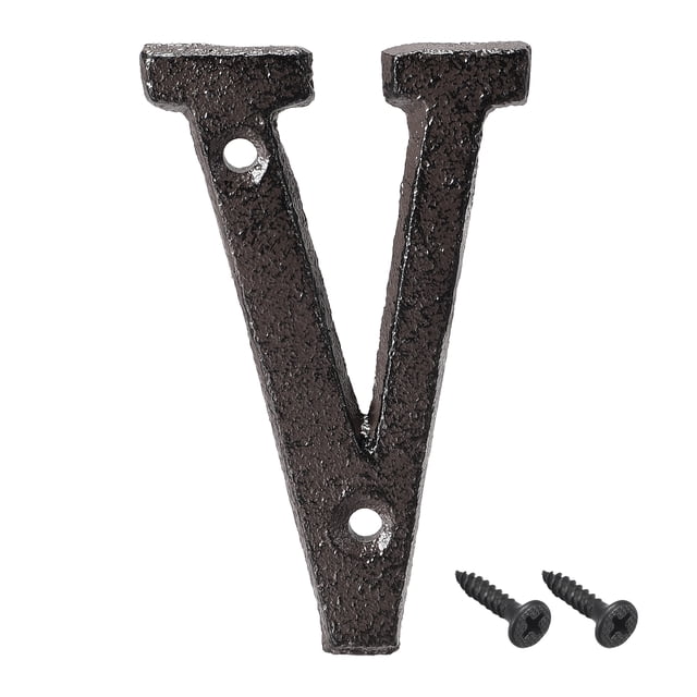 Unique Bargains 3 Inch Cast Iron House Letter Mailbox Address Sign Letter V