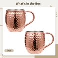 thumbnail image 5 of Set of 2 Hammered Copper Moscow Mule Mugs, 530ml Stainless Steel Cocktail Cups with Ergonomic Handle, Classic Barware Gift Set, 5 of 5