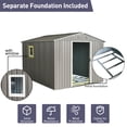thumbnail image 4 of 8ft x 10ft Outdoor Metal Storage Shed with Metal Foundation,with Window,Grey, 4 of 8