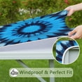 thumbnail image 6 of Blue Tie Dye Spiral Pattern Square Fitted Tablecloth with Elastic Edge,Square Table Cover,Washable Elastic Table Cover for Home Kitchen Party Decor 34"x34", 6 of 6