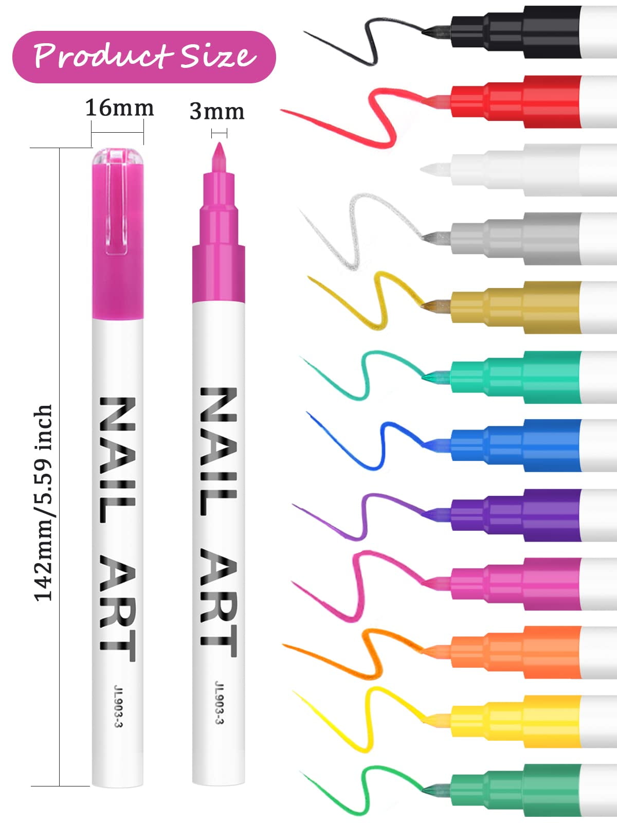 12 Color 3D Nail Art Pens Set, Kalolary Nail Polish Pens Nail Point  Graffiti Dotting Pen Drawing Painting Liner Brush For DIY Nail Art Beauty  Adorn Manicure Tools | SHEIN USA