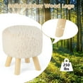 thumbnail image 4 of Resenkos Round Footstool Ottoman Faux Fur Footrest with Padded Seat and Rubber Wood Legs-White, Modern Decorative Foot Rest for Makeup, Bedroom,Side Table End Table, 4 of 5