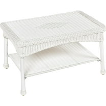 Jeco Inc White Wicker Patio Coffee Table