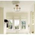 thumbnail image 4 of Claxy Gold Semi Flush Mount Ceiling Light Bowl Clear Glass for Kitchen Hallway Bathroom, 4 of 5