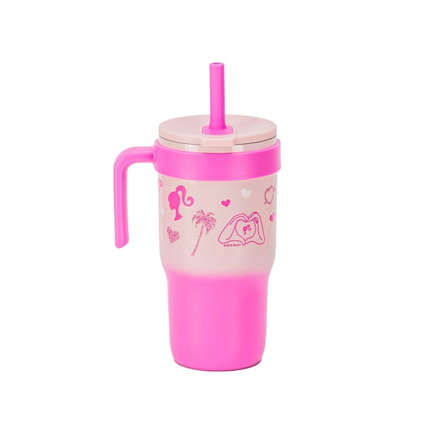バービー barbe Zak Designs 18oz Barbie Kids Straw Handle Tumbler, Stainless