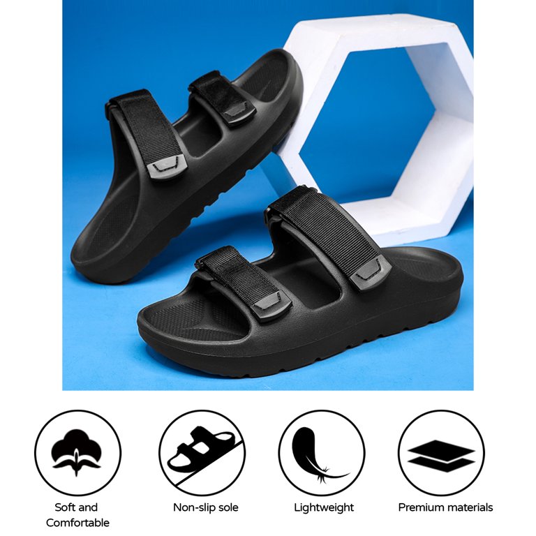 Cyiecw Mens Womens Double Buckle Slides Adjustable EVA Flat 