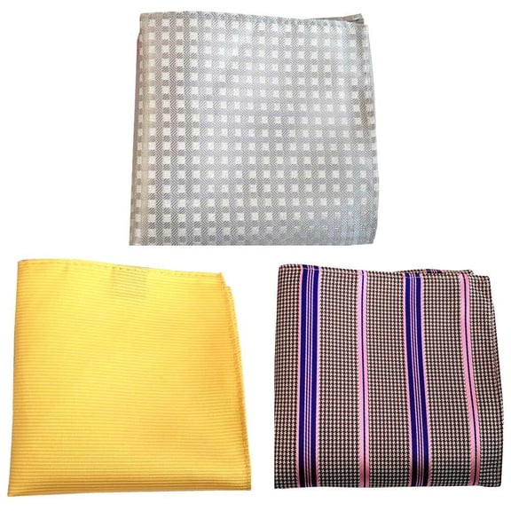 3 Packs Men Flower Paisley Stripe Pocket Square Wedding Party Handkerchief