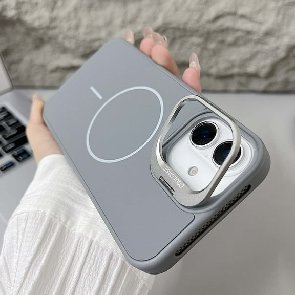 Designed For iPhone 11 Pro Max Phone Case,Built-in Contractile Lens Ring Kickstand,[Compatible with Mag-safe],Shockproof Anti-Scratch Protective Ultra Slim Thin Fit Phone Case Cover,Gray