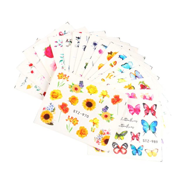 sweethay 18 piezas de pegatinas para uñas 3D autoadhesivas que florecen DIY láminas pegatinas de transferencia de agua manicura uñas puntas Juegos de manicura