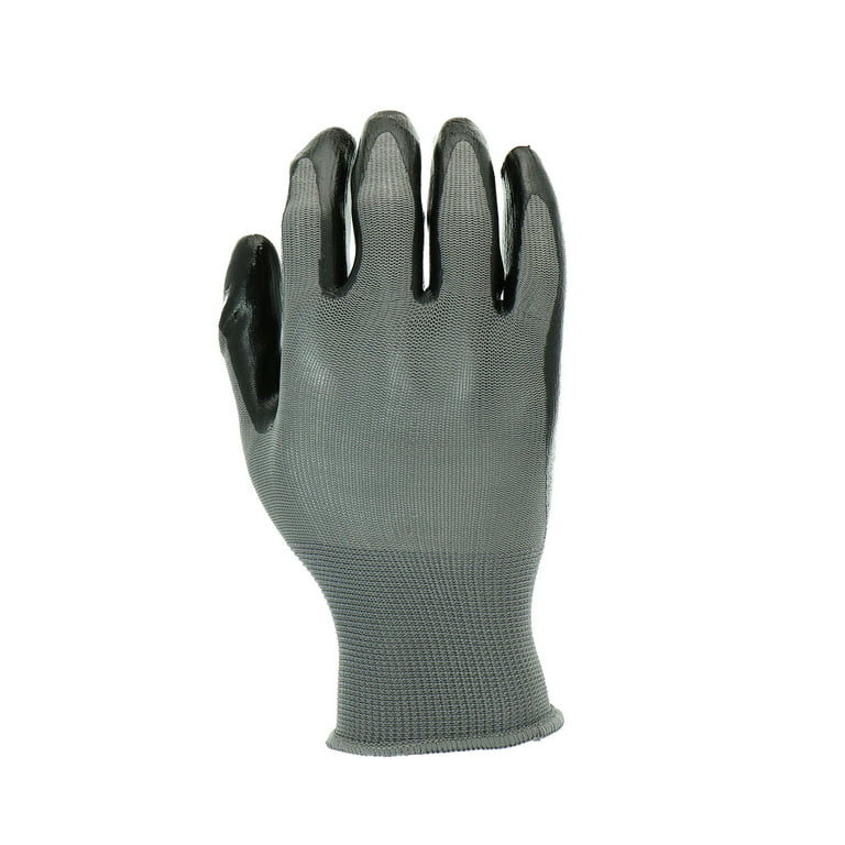 Hyper Tough Nitrile Dipped Safety Work Gloves, 3 Pair, Mechanics Work Gloves,  Size Large, Black 