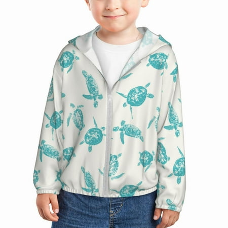 

Lukts Turtle Print Children s Long-Sleeved Sun Protection Clothing Hooded Sweatshirts for Boys and Girls Outdoor Sports-18 Months