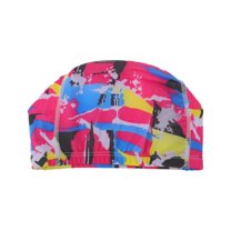 Unique Bargains 1 Pc Elasticity Pink Splatter Pattern Swim Cap 5.91"x9.25" Pink Blue Black