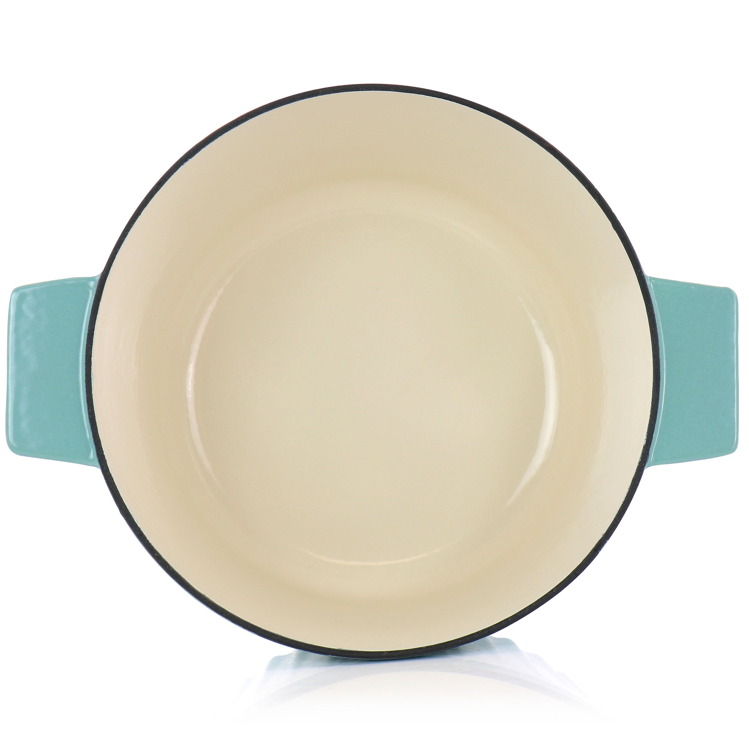 Martha Stewart Everyday Enameled Cast Iron 3 Quart Embossed Stripe Dutch Oven with Lid in Turquoise