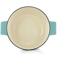thumbnail image 4 of Martha Stewart Everyday Enameled Cast Iron 3 Quart Embossed Stripe Dutch Oven with Lid in Turquoise, 4 of 7