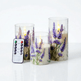 thumbnail image 4 of Goyuon Lavender Flameless Candles, Battery Operated LED Pillar Candles with 2/4/6/8H Timer, Flickering Candle for Wedding, Holiday, Spring Decor, Set of 3 (D3”x H4” 5” 6”), 4 of 6