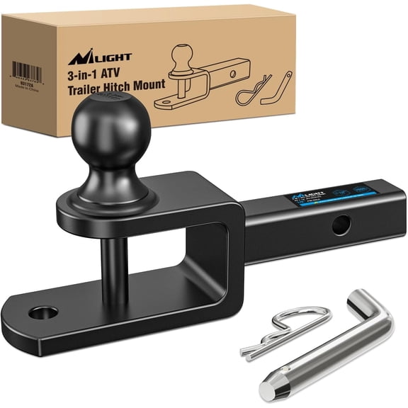Nilight 3 in 1 ATV UTV Multi Hitch Mount with 1-7/8 inch Ball Hitch Rated 2000 LBS Fits 1-1/4 Inch Receiver Winch Strap Loop Rated 5000 LBS