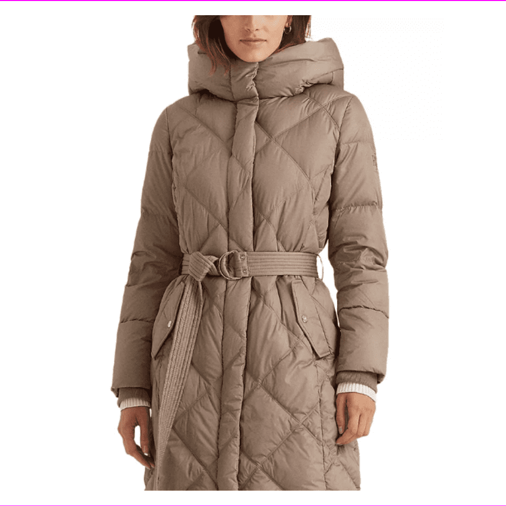 Lauren Ralph Lauren Belted Down Coat,Sz 
