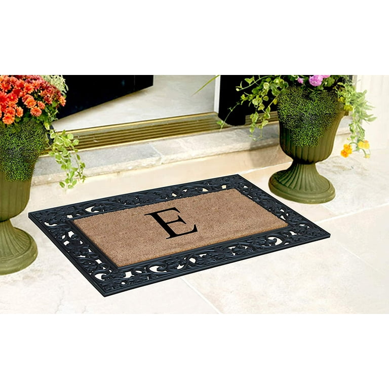 A1hc Rubber & Coir Monogrammed Large Doormat 24X47.5 Black/Beige