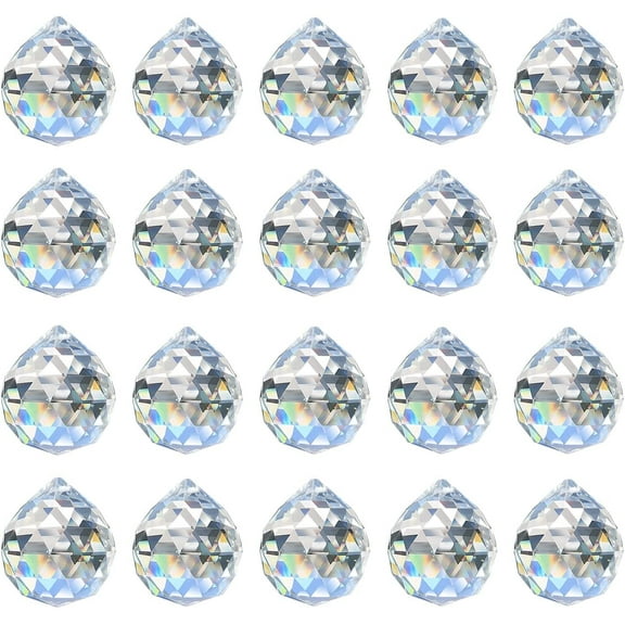 Merrynine 20Pcs 30mm/1.18" Crystal Suncatcher, Clear Sun Prism Balls for Windows Hanging