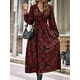 thumbnail image 5 of Lucakuins Vestido largo para mujer, elegante vestido floral de manga larga con cuello en V, vestido casual de otoño para la calle diaria Lucakuins moda, 5 of 9