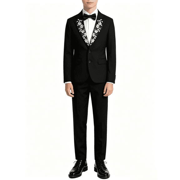 Busydd Boys Pant Suits 8-14 Years Long Sleeve Embroidered Blazer and Trousers Two Piece Performance Formal Suit Set 8-9 Years